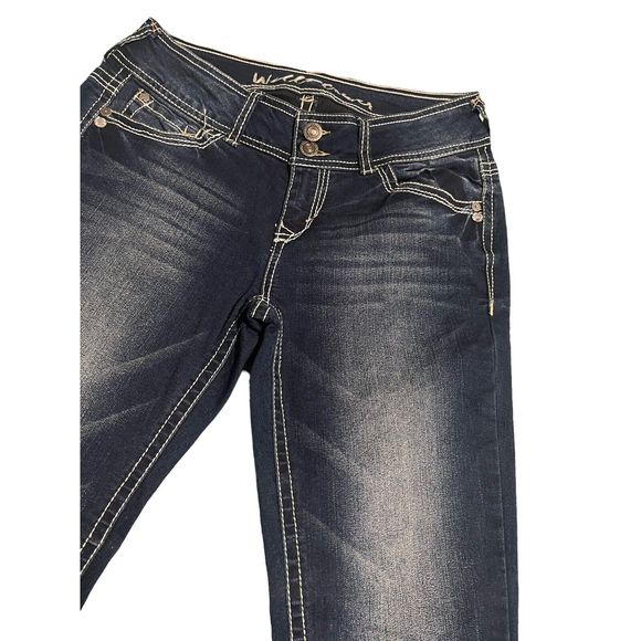 (SOLD)Women's WallFlower Skinny Straight Embroidered Stretch Denim Jeans Size 5 - Picture 4 of 10